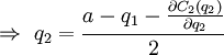 Описание: Rightarrow q_2 = frac{a - q_1 - frac{partial C_2 (q_2)}{partial q_2}}{2}