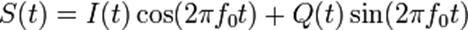  S(t) = I (t) cos (2 pi f_0 t) + Q (t) sin (2 pi f_0 t)