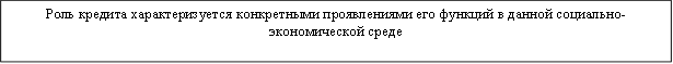 Роль кредита характеризуется конкретными проявлениями его функций в данной социально-экономической среде