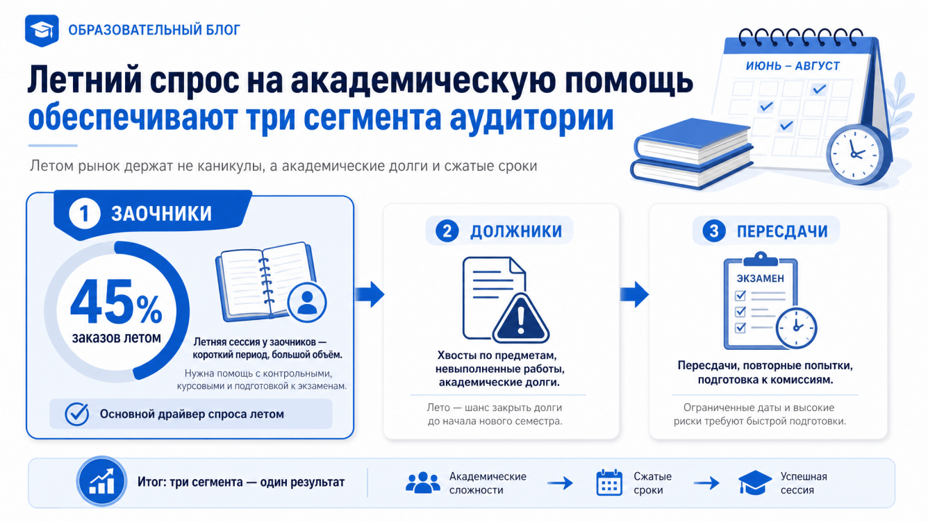 Летом рынок держат не каникулы, а академические долги и сжатые сроки