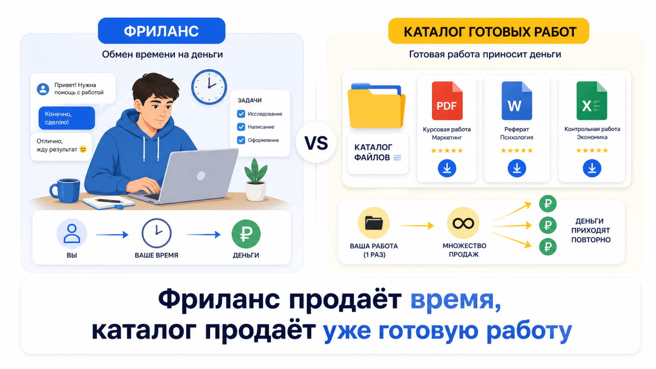 Фриланс продаёт время, каталог продаёт уже готовую работу