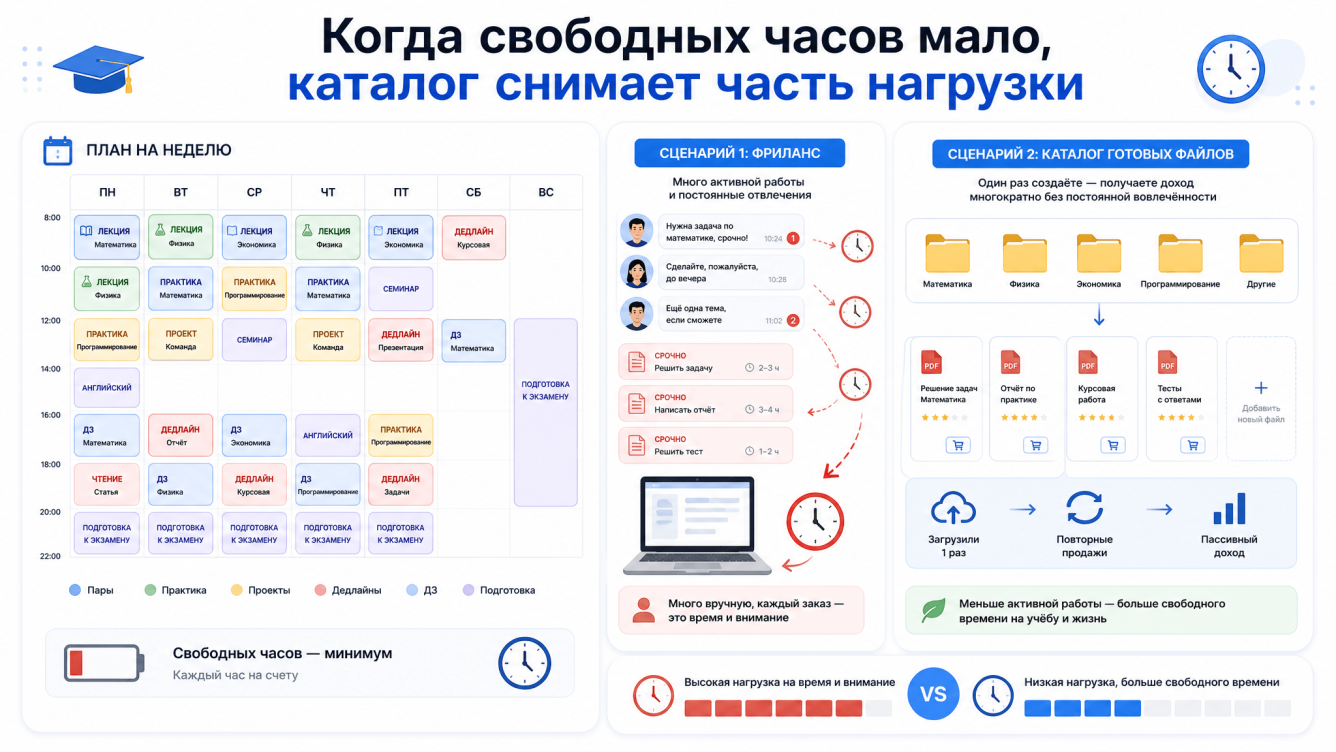 Когда свободных часов мало, каталог снимает часть нагрузки