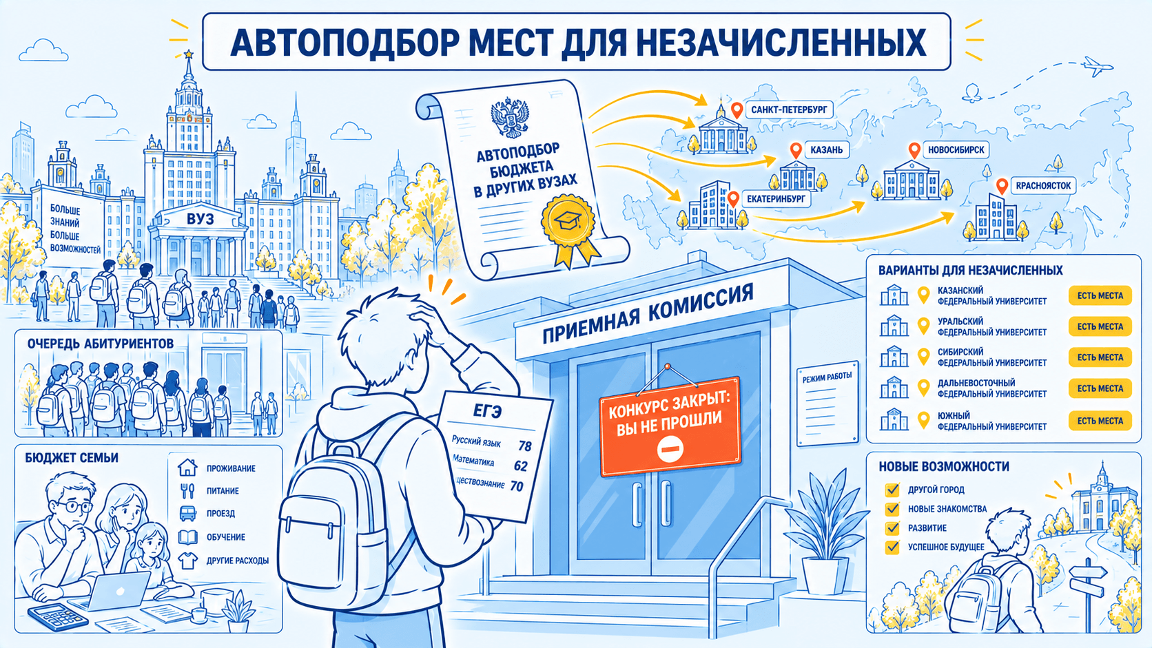 Автоподбор мест в вузах для незачисленных на бюджет