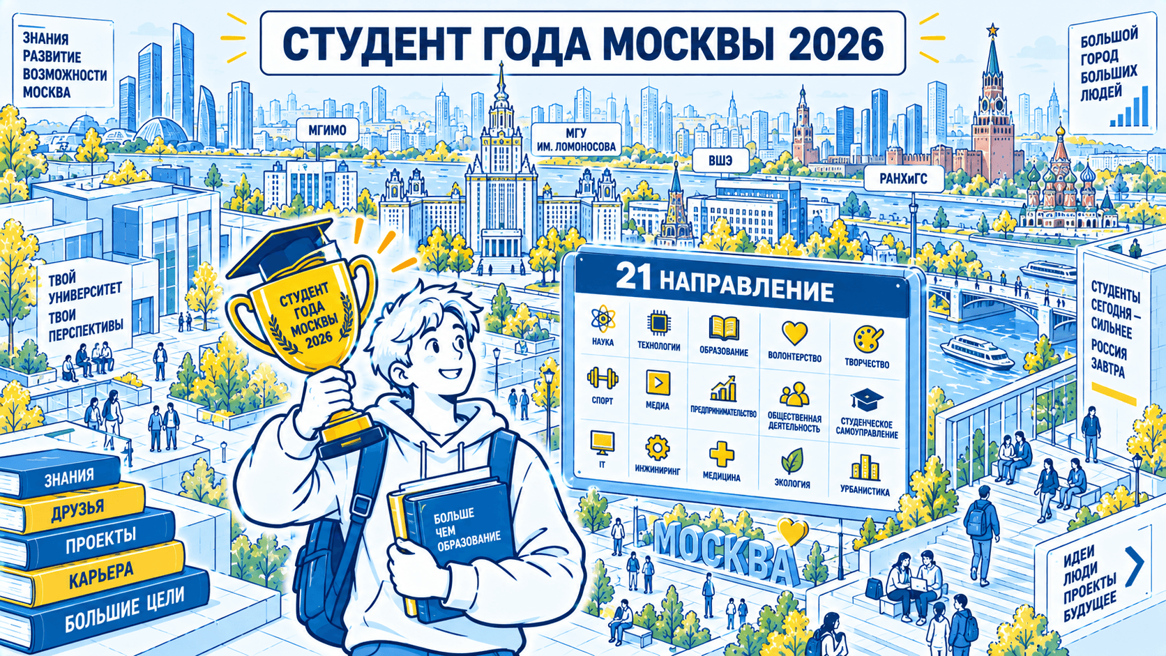 Конкурс «Студент года Москвы – 2026»: направления, этапы и регистрация