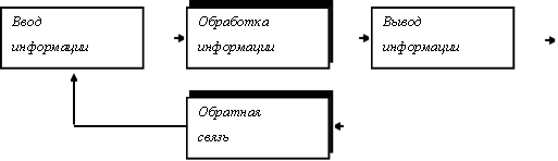Обработка информации ,Ввод информации ,Вывод информации ,Обратная связь 