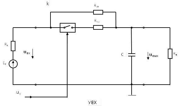 УВХ,k,С,uу,Rут,Rпр,Rг,Eг,uвых,uвх,Rн