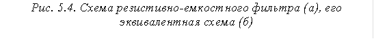 Рис. 5.4. Схема резистивно-емкостного фильтра (а), его эквивалентная схема (б) 