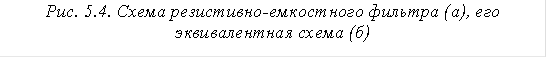Рис. 5.4. Схема резистивно-емкостного фильтра (а), его эквивалентная схема (б) 