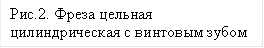 Рис.2. Фреза цельная цилиндрическая с винтовым зубом
