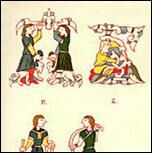 Описание: Фигурные инициалы из Евангелия и Псалтыри (14 в