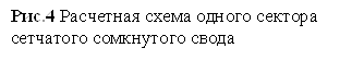 Рис.4 Расчетная схема одного сектора сетчатого сомкнутого свода