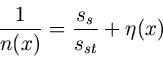 Описание: begin{displaymath} frac{1}{n(x)} = frac{s_s}{s_{st}} + eta(x) end{displaymath}